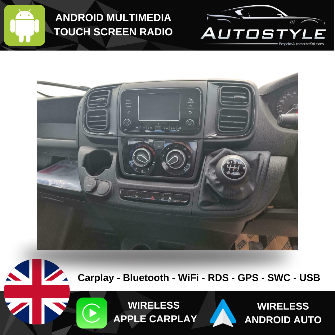 Citroen Relay, Fiat Ducato, Peugeot Boxer Apple Carplay / Android Auto 9" Stereo Upgrade 2021-2024