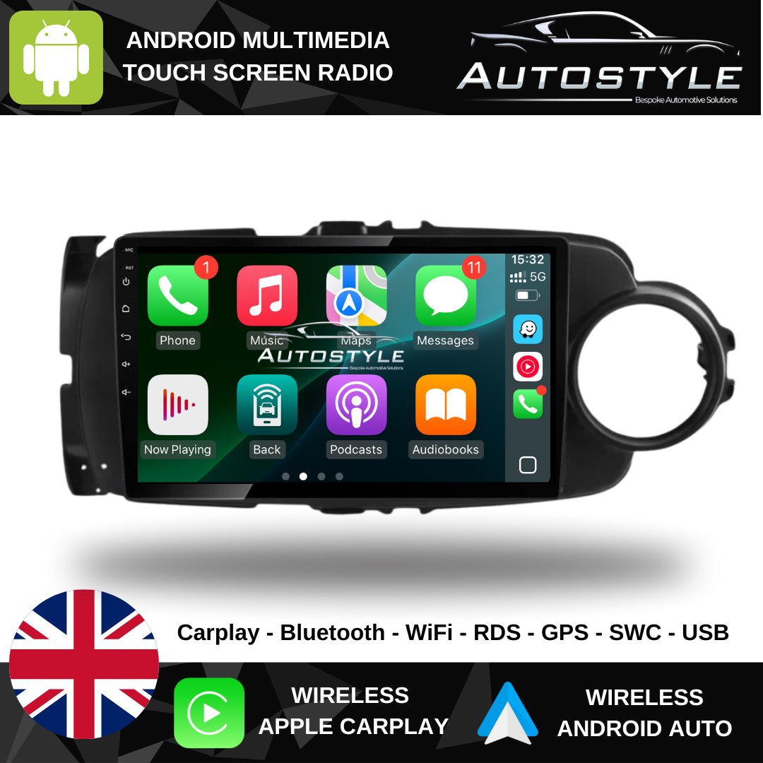 Toyota Yaris Vitz Apple Carplay / Android Auto 9" Stereo Upgrade