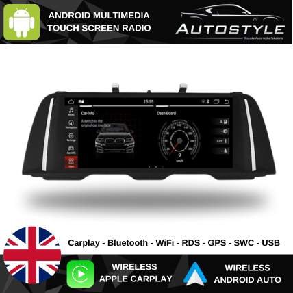 BMW 5 Series F10/F11 (2011-2017) CIC/NBT Apple CarPlay Android Auto 10.25" Touch Screen