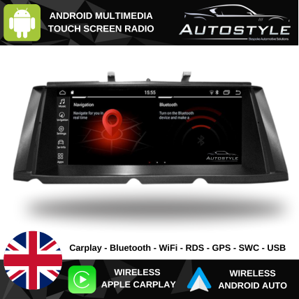 BMW 7 Series F01/F02 (2009-2015) CIC/NBT Apple CarPlay Android Auto 10.25" Touch Screen
