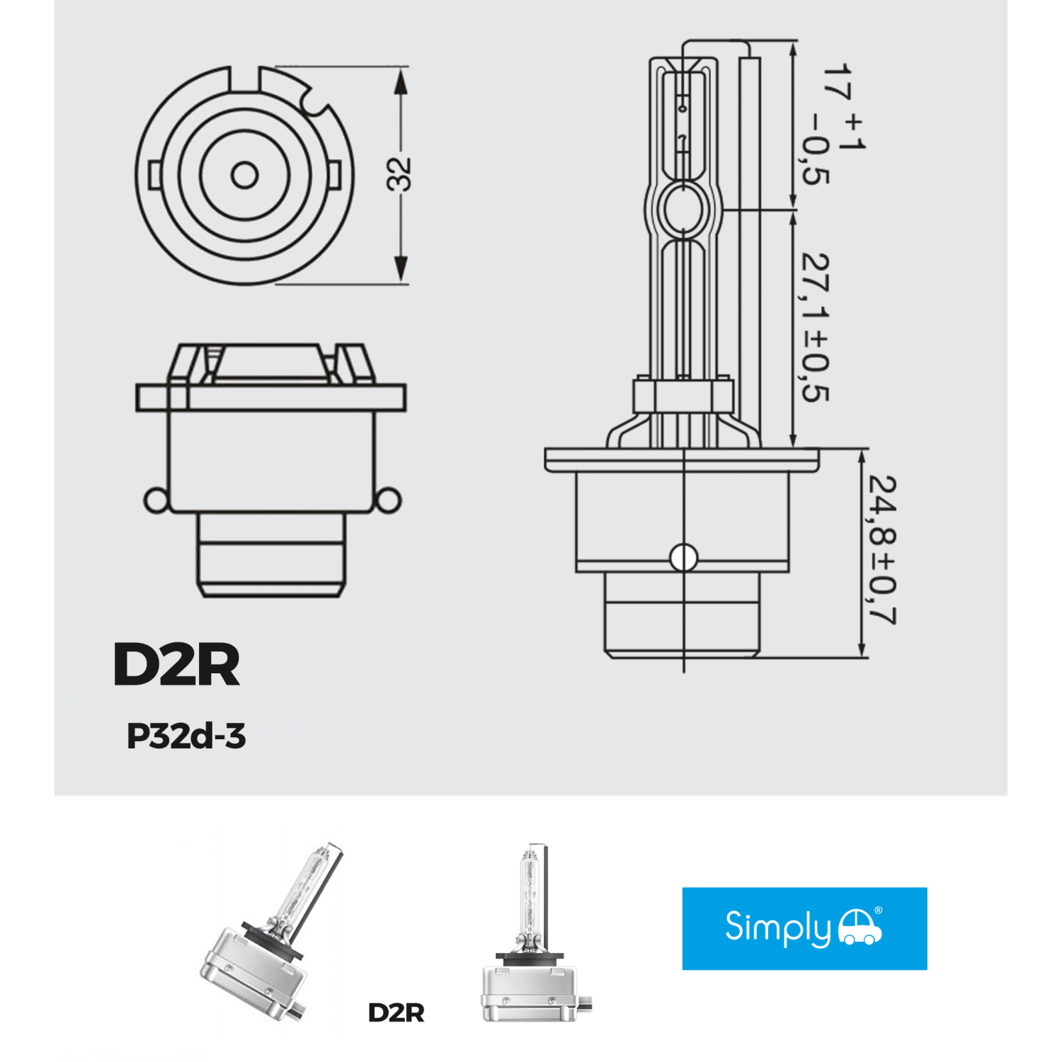D2R Xenon Bulbs - Pair - E Marked