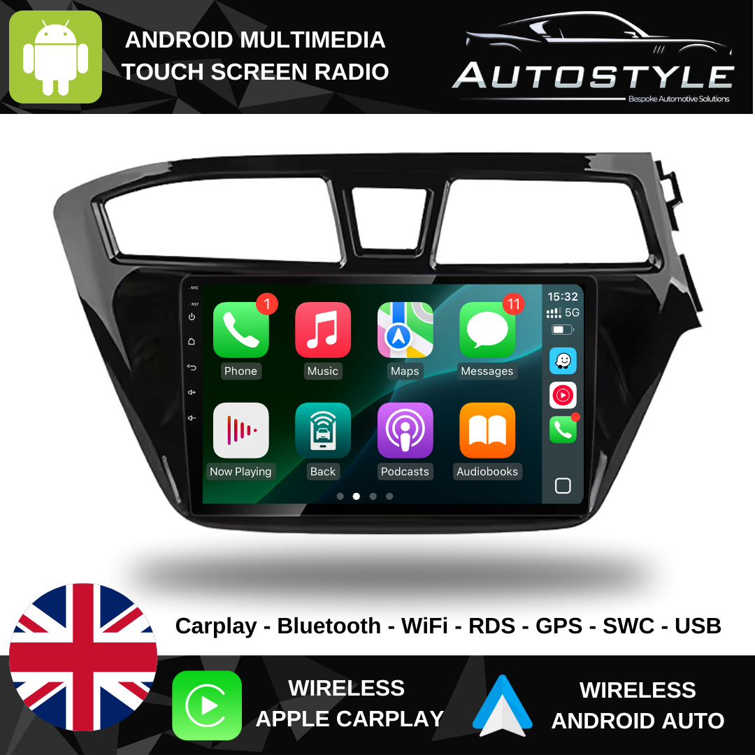 Hyundai i20 Apple Carplay / Android Auto 9" Stereo Upgrade 2008-2013)