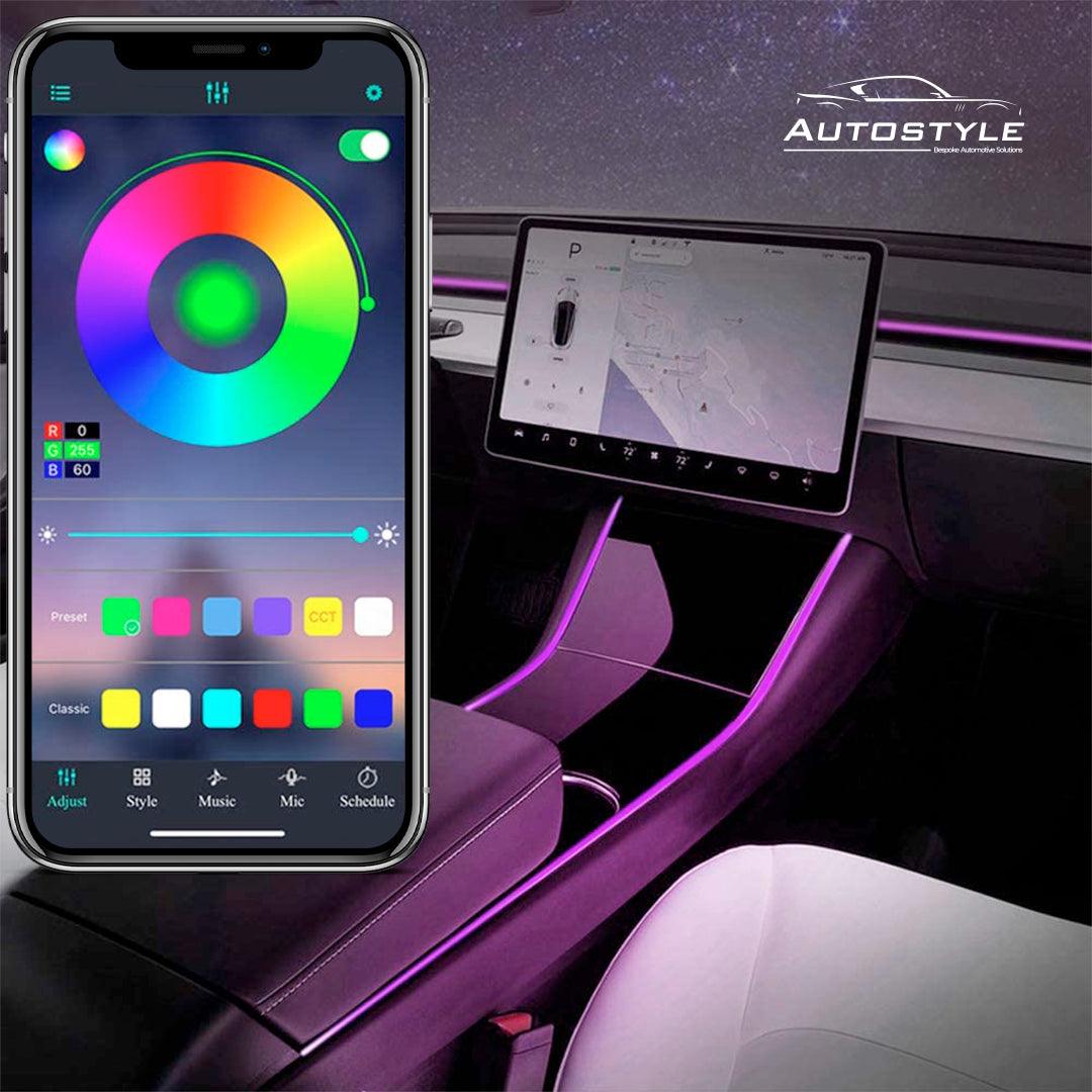 Car Interior LED Ambient Lighting Kit RBG Multicolour with APP Control and  Installation Included