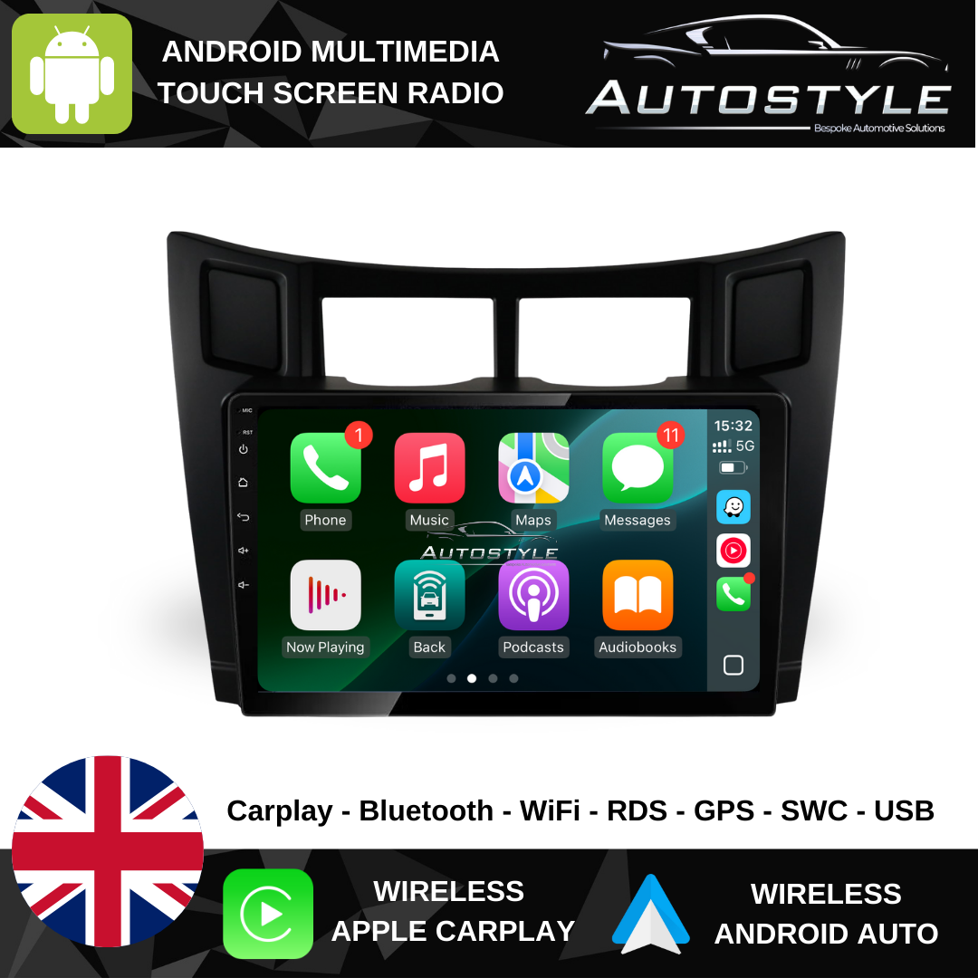 Toyota Yaris (2005-2012) 9" Android Screen Upgrade with Wireless Apple CarPlay