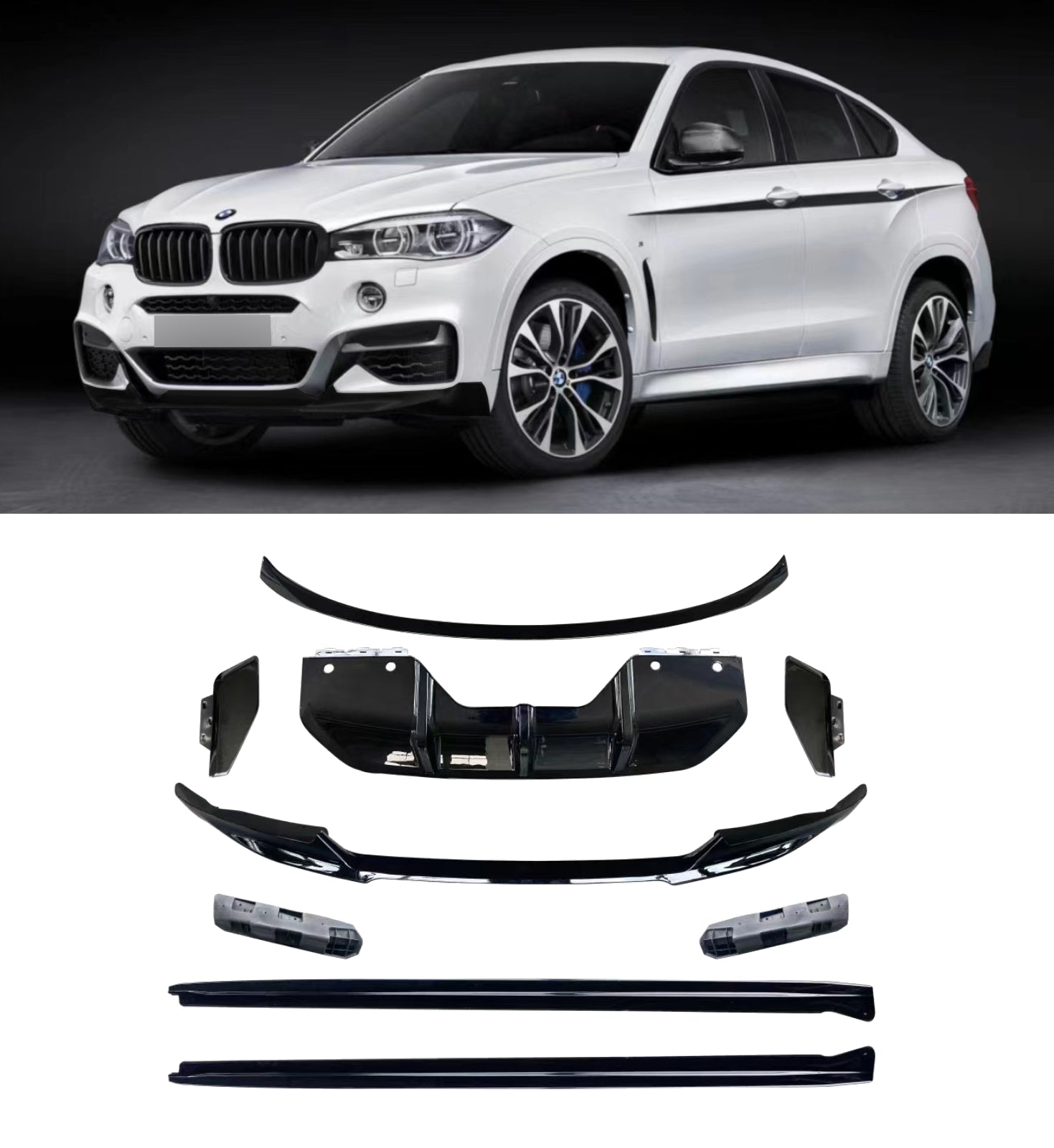 AERO KIT M PERFORMANCE STYLE GLOSS BLACK FOR BMW X6 F16 2014-2019