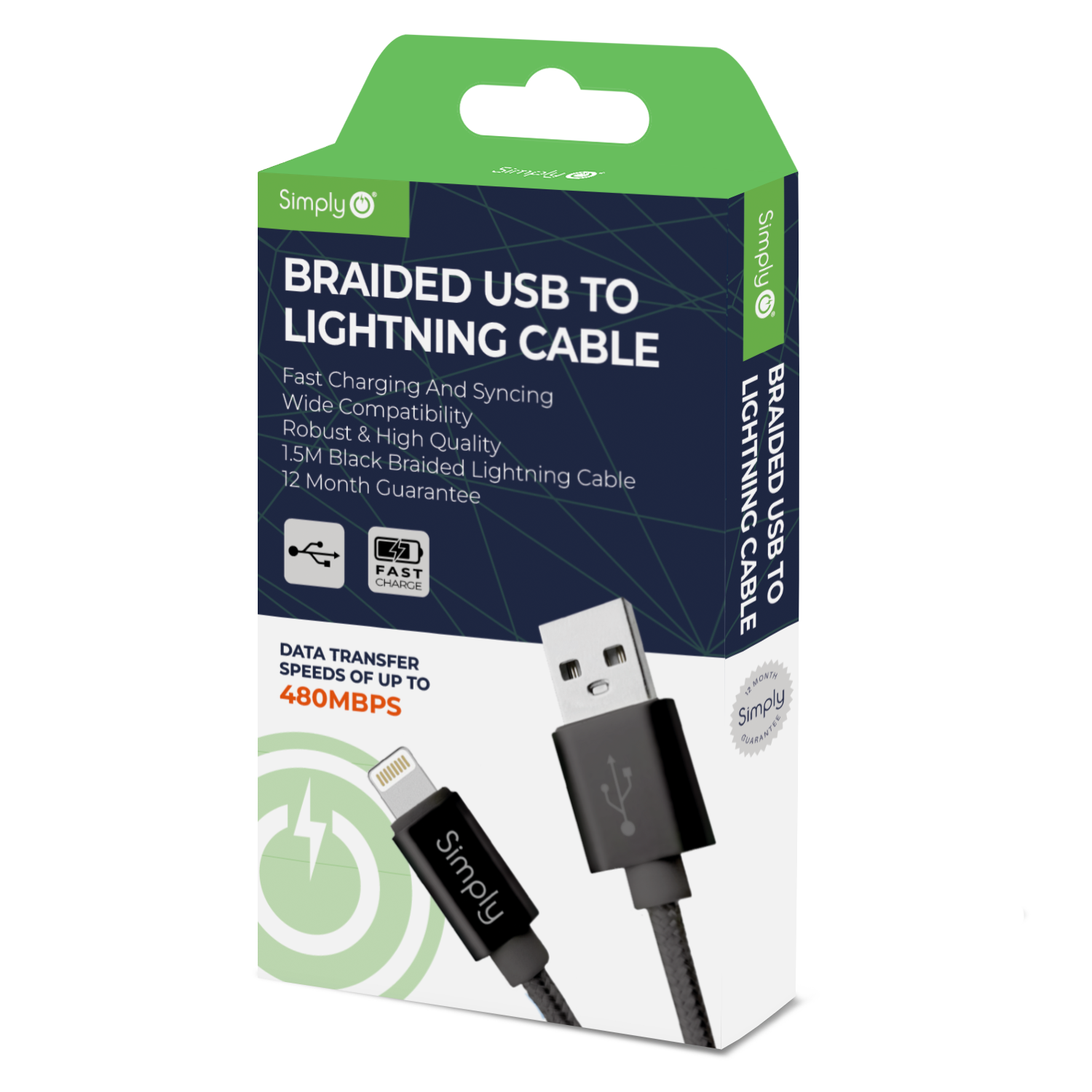 Simply - Braided USB to Lightning Cable