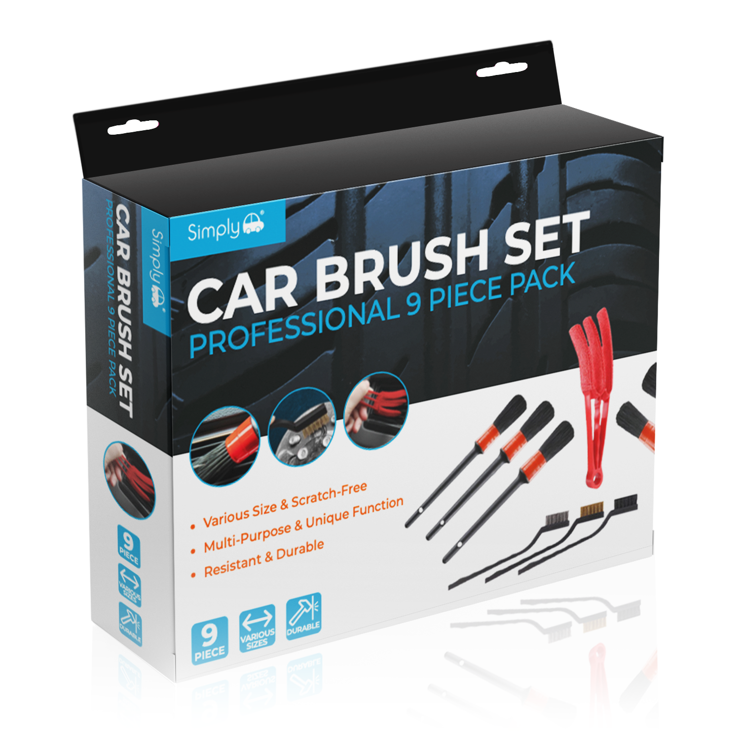 Simply Car Brush Set - Professional 9 Piece Pack