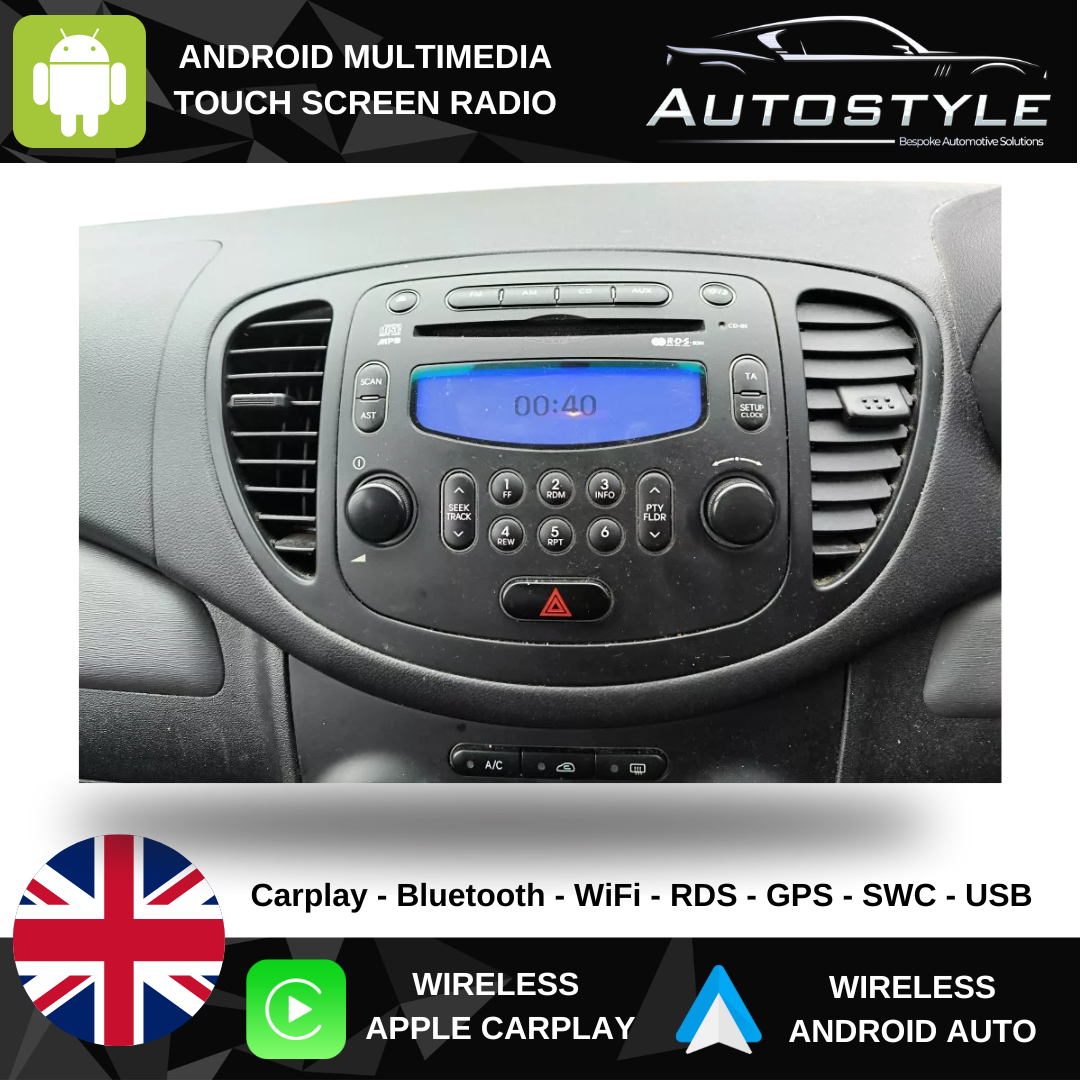 Hyundai i10 Apple Carplay / Android Auto 9" Stereo Upgrade