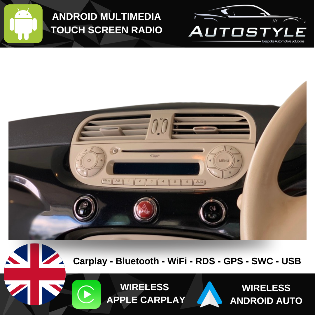 Fiat 500 Apple Carplay / Android Auto 9" Stereo Upgrade