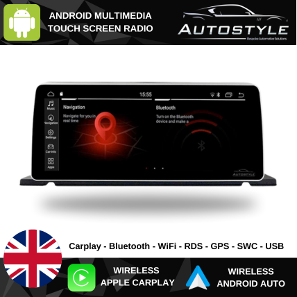 BMW 5 Series F10 F11 GT F07 (2010-2017) NBT Apple CarPlay Android Auto 12.3" Touch Screen