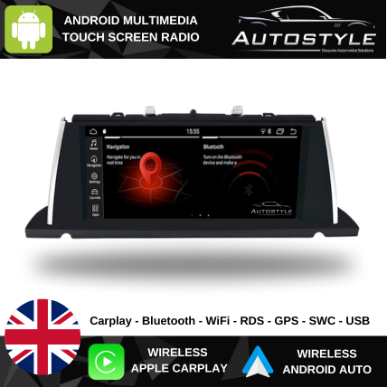 BMW 5 Series GT F07 (2011-2017) CIC/NBT Apple CarPlay Android Auto 10.25" Touch Screen