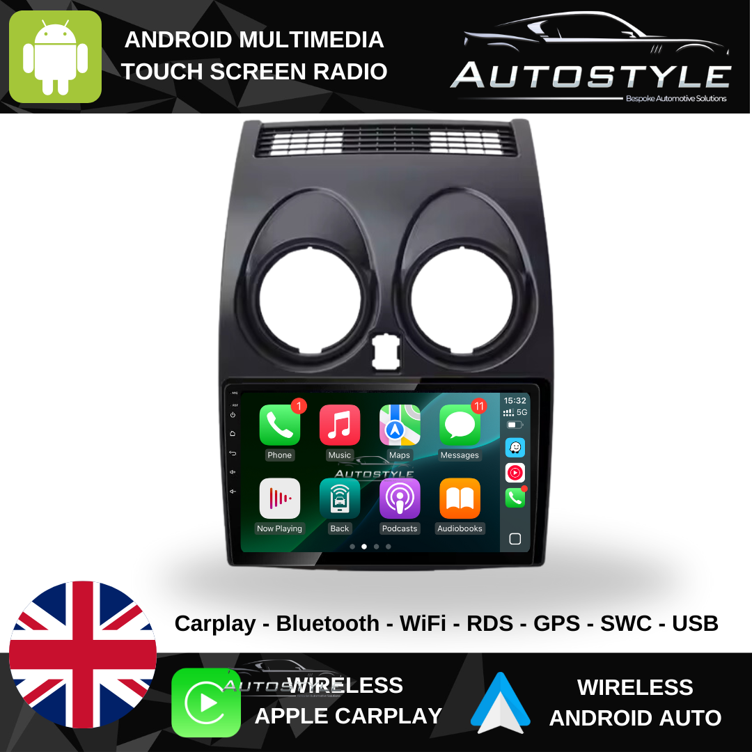 Nissan Qashqai Apple Carplay / Android Auto 9" Stereo Upgrade (2006-13)