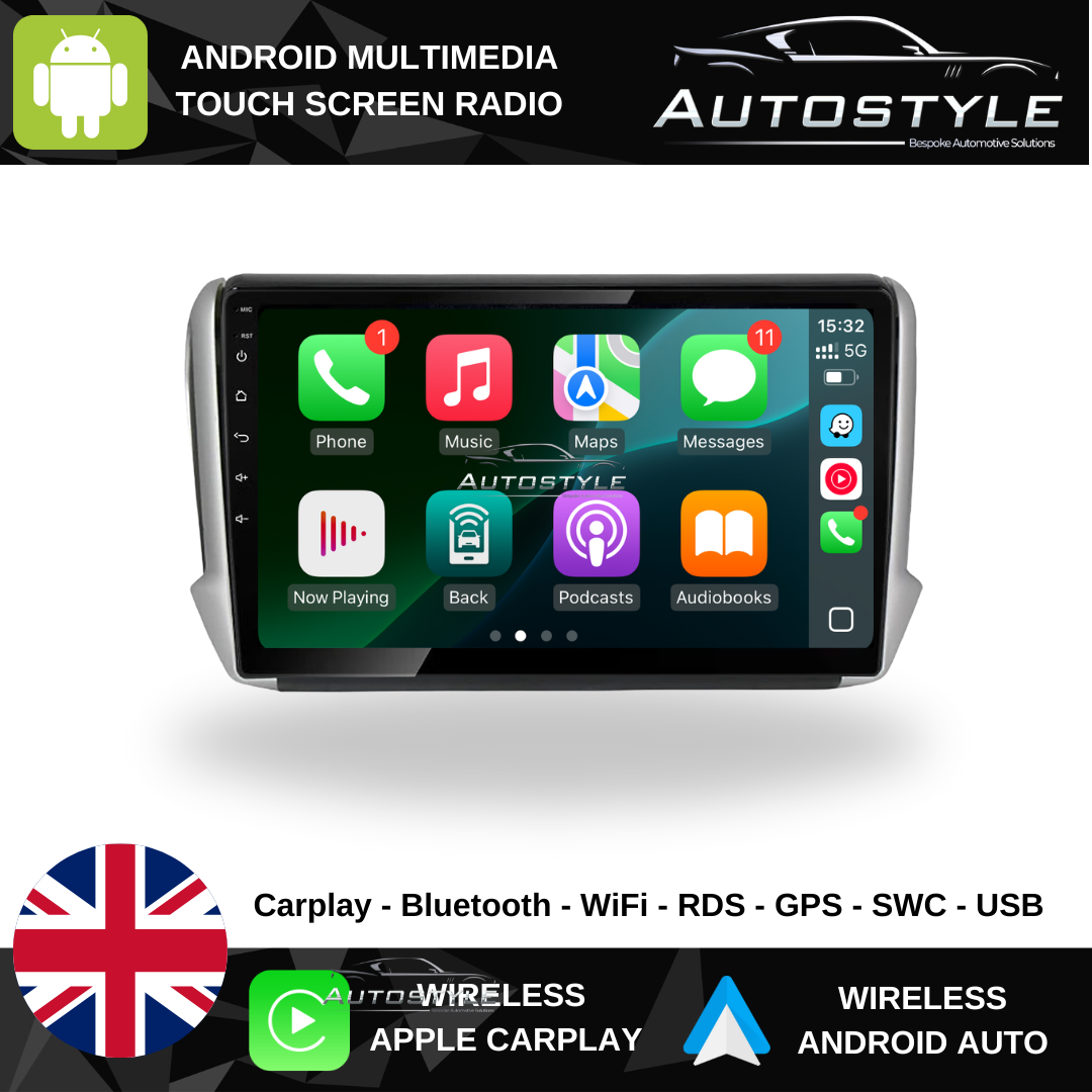 Peugeot 208 Apple Carplay / Android Auto 10" Stereo Upgrade (2008)