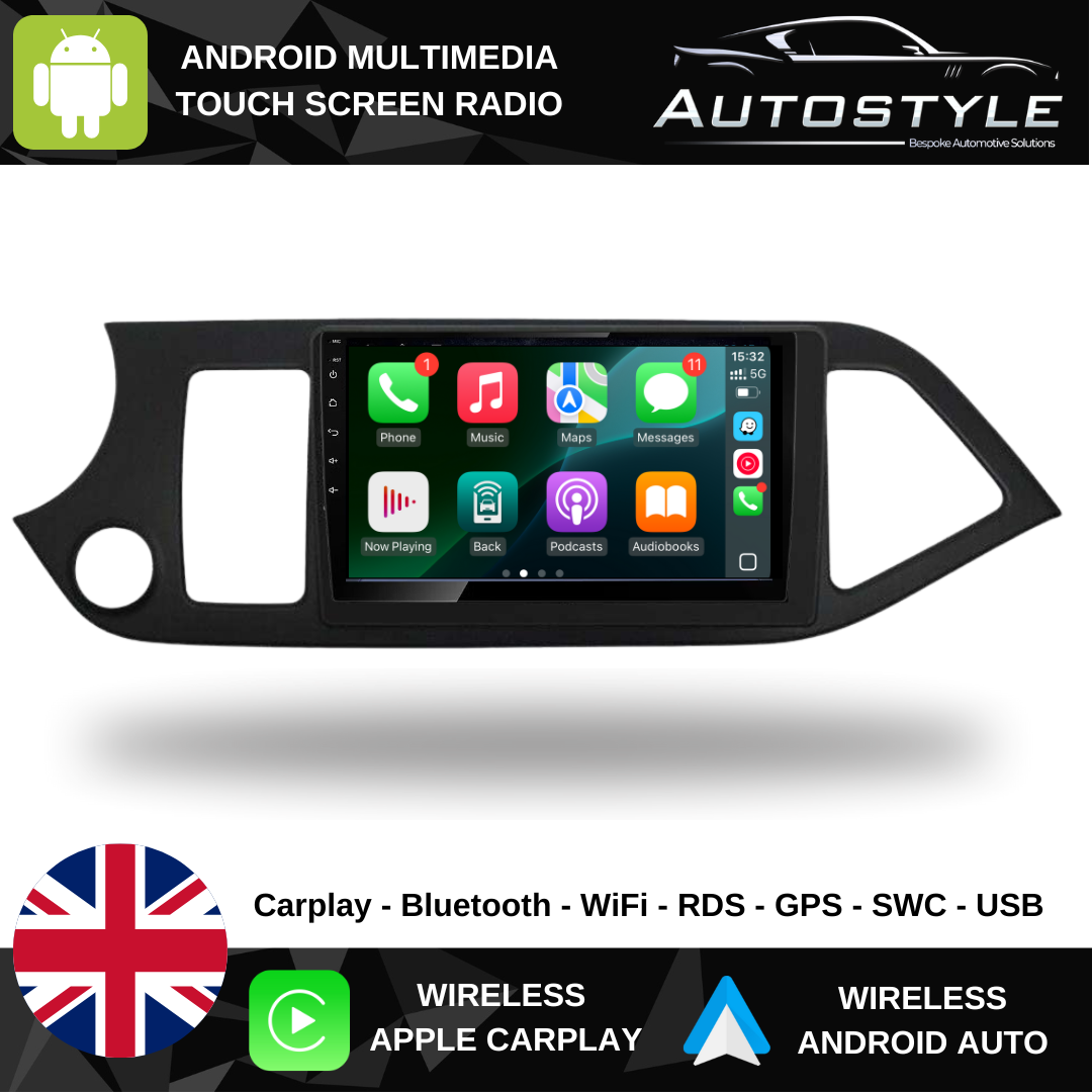 kia Picanto Apple Carplay / Android Auto 9" Stereo Upgrade 2011-16